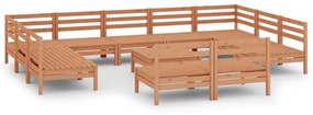 Set salotto da giardino 12 pz in legno massello di pino miele