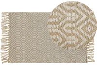 Tappeto passatoia Beige iuta e cotone 50 x 80 cm con frange intrecciato a mano Boho ingresso camera da letto