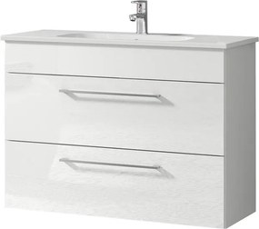 Mobile bagno sospeso con lavabo L 81 x H 61.5 x P 40 cm laccato bianco 2 cassetti per vasca centrale Giò