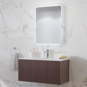 Mobile bagno sospeso 80cm effetto cannettato con lavabo incasso KDS-80L - KAMALU