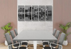 Quadri 5 pezzi – Città di Manhattan in bianco e nero