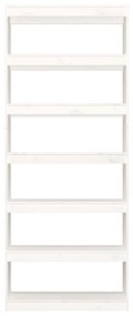 Libreria/divisorio bianco 80x30x199,5 cm in massello di pino