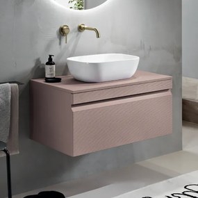 Cassetto sospeso portalavabo da bagno in PVC 100 cm RIO Rosa Polvere
