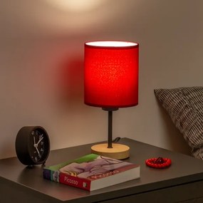 Brilagi - Lampada da tavolo NUBILA WOOD 1xE27/25W/230V quercia/Pompeiana rosso