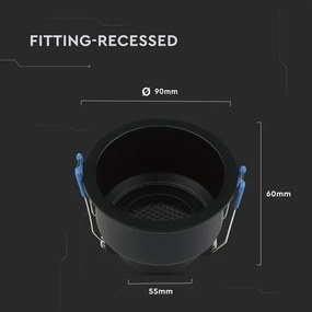 Plafoniera incasso GU10 Ø 9 cm nera