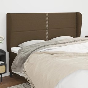 Testiera Ad Orecchio Marrone Scuro 203x23x118/128 Cm İn Tessuto /