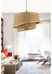 Lampadario a sospensione con cavo BARETTE 1xE27/60W/230V marrone/oro