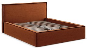 Letto matrimoniale imbottito in terracotta con contenitore a griglia 180x200 cm Anani - Makamii