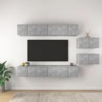 Mobili TV 8 pz Grigio Cemento in Truciolato 3079147