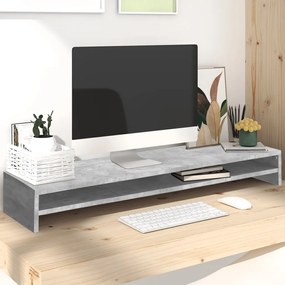 Supporto Monitor Grigio Cemento 100x24x13 Cm Legno Multistrato /