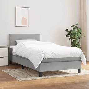 Giroletto A Molle Con Materasso Grigio Chiaro 90x200 Cm Tessuto /