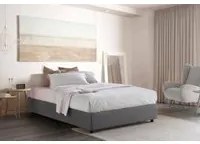 Letto matrimoniale Adele, Letto contenitore con rivestimento in tessuto, Made in Italy, Apertura frontale, con materasso cm 140x190 incluso, Grigio