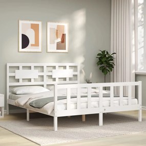 Giroletto Senza Materasso Bianco 160x200 Cm Legno Massello Pino /