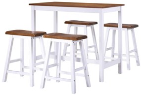 Set tavolo da bar e sgabelli 5 pz in legno massello