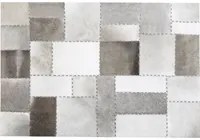 Tappeto tappetino Pelle Bovina Marrone e Grigio 140 x 200 cm Patchwork Artigianale Vintage