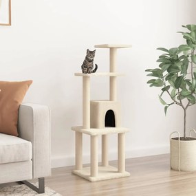 Albero per gatti con tiragraffi in sisal crema 105 cm
