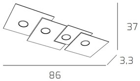 Plafoniera Moderna Rettangolare Plate Metallo Bianco 4 Luci Gx53