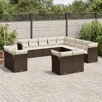 Set Divani da Giardino 13 pz con Cuscini Marrone in Polyrattan cod mxl 89919