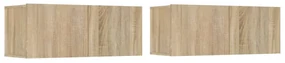 Mobili porta tv 2 pz rovere sonoma 80x30x30cm legno multistrato