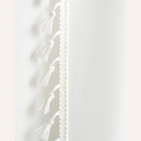 Tenda bianca LARA su cerchi d'argento con nappe 140 x 260 cm