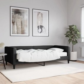 Divano letto con materasso nero 90x200 cm in tessuto