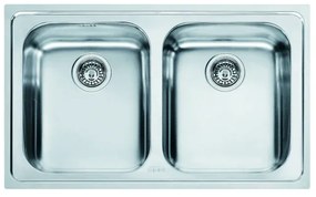 Lavello integrato 2 vasche FRANKE Logica Line inox L 50 x L 79 cm argento