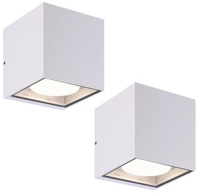 Prios applique da esterno Tetje, bianco, angolare, 11,5 cm, set di 2