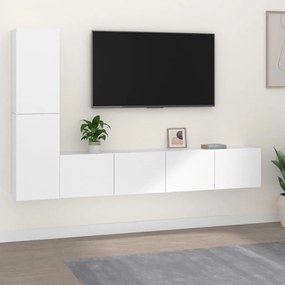 Set di mobili porta tv 4 pz bianco in legno multistrato