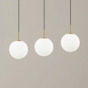 Lucande lampada LED a sospensione Joran, a 3 luci, bianca, vetro
