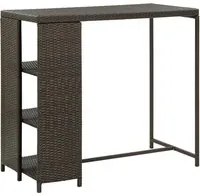 Tavolo da Bar con Ripiani Marrone 120x60x110 cm in Polyrattan