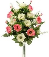 Set 2 Bouquet Artificiale Composto di 14 Fiori Artificiali di Anemone Altezza 46 cm Rosa