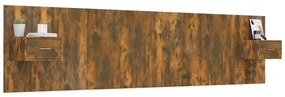 Testiera letto con comodini in legno multistrato rovere fumo