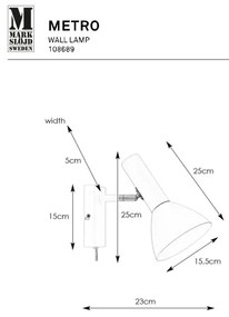 Markslöjd 108689 - Applique METRO 1xE27/40W/230V bianco