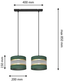 Lampadario a sospensione con filo HELEN 2xE27/15W/230V verde/oro
