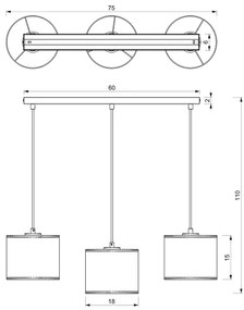 Lampadario a sospensione con filo LOFT SHADE 3xE27/60W/230V bianco/oro