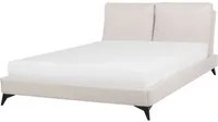 Letto imbottito moderno in ciniglia beige 160 x 200 cm con rete a doghe