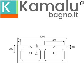 Lavabo da incasso doppia vaschetta 120cm in solid surface | KLIT-1200SS - KAMALU
