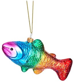 Decorazione per albero di natale in vetro fatta a mano 7 cm Rainbow Trout – Sass &amp; Belle