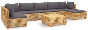 Set divani da giardino 8 pz con cuscini legno massello di teak