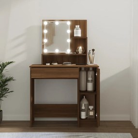 Toeletta Con Led Rovere Marrone 86,5x35x136 Cm /