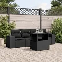 Set Divani da Giardino 5 pz con Cuscini in Polyrattan Nero 3268985