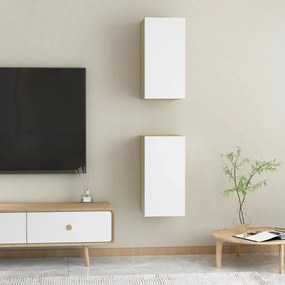 Mobili TV 2pz Bianco e Rovere Sonoma 30,5x30x60 cm Multistrato