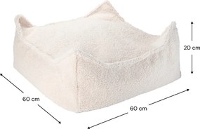 Pouf a sacco per bambini color crema con rivestimento in bouclé Square – Wigiwama