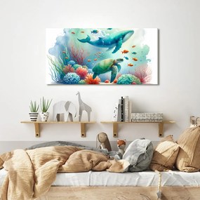 Quadro su tela – Tartaruga e balena nell’oceano