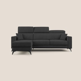 Pegaso divano letto angolare con poggiatesta reclinabili e rivestimento impermeabile T02 nero