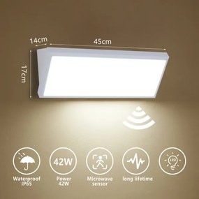 Brilagi - Lampada da parete a LED per esterni con sensore TRIANGLE LED/42W/230V, bianca, IP65