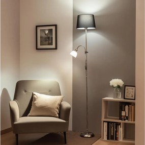 Brilagi - Lampada da terra CERIA 1xE27/100W/230V + 1xE14/25W cromo opaco/nero