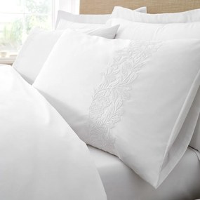 Set copripiumino e federa bianco in cotone per letto matrimoniale e per letto esteso 230x220 cm Embroidery Floral – Bianca