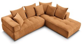 Divano angolare color senape (penisola a destra/a L) con rivestimento in ciniglia Whesley – Bobochic Paris