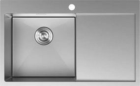 Mexen Exar lavello in acciaio inox a 1 vasca con scolapiatti, sinistro 780 x 480 mm, inox - 6433781010L-01